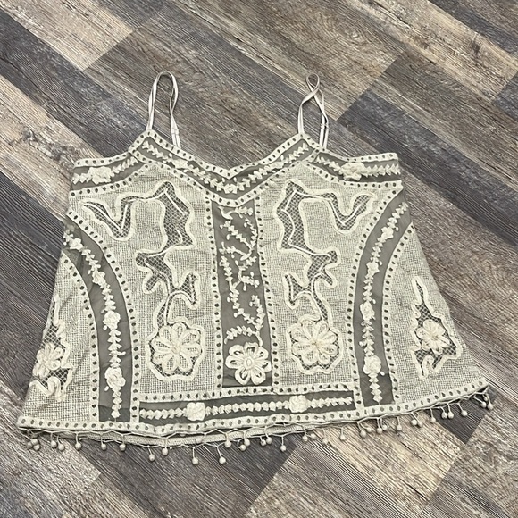 Soft Surroundings Tops Tank Mesh Embroidered 3D Floral Gray Women Size 2X - Picture 7 of 9